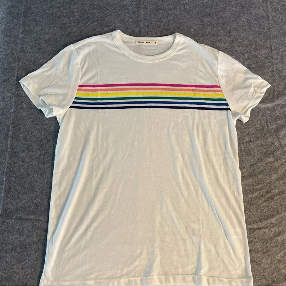 Marine Layer Women's Medium Swing Crew Rainbow Stripe Tee New Without Tags